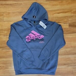 Adidas Size MEDIUM Classic Fit Hoodie Sweatshirt Blue/Pink NEW